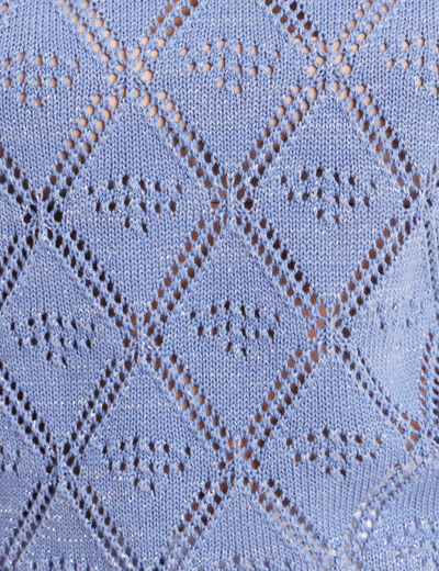 Pull droit court manches courtes bleu ciel femme