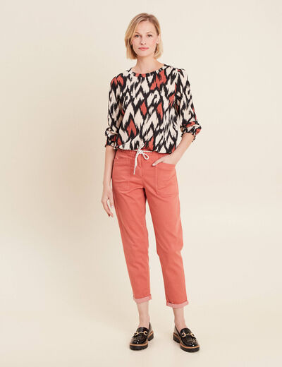 Blouse manches 3/4 orange femme