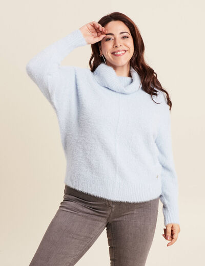 Pull manches longues bleu pastel femme