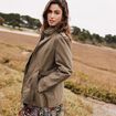 Parka droite ceinturée vert olive femme