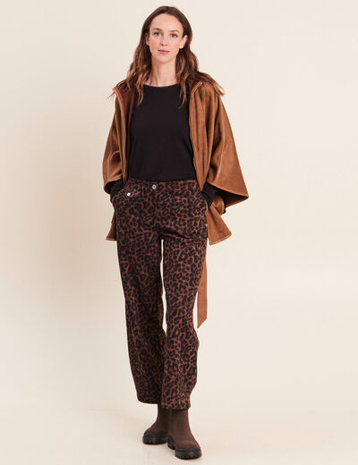 Pantalon taille haute marron femme