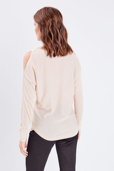 Pull manches longues couleur or femme