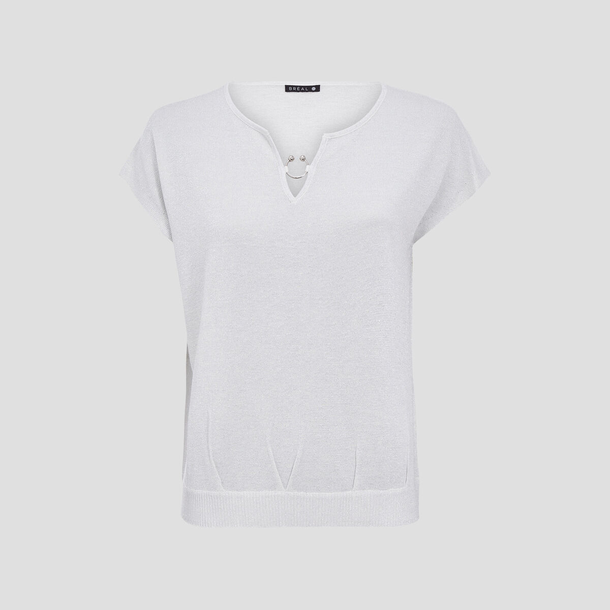 Pull à manches courtes ecru femme