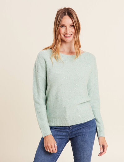 Pull manches longues vert clair femme