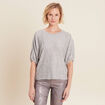 Blouse manches 3/4 pliss&eacute;e gris argent femme