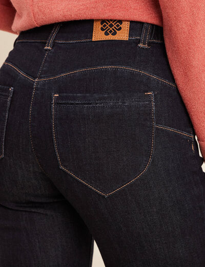 Jean droit taille basculée denim brut femme