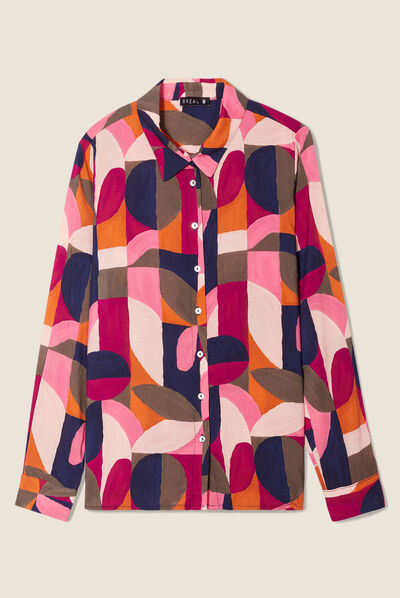 Chemise manches longues multicolore femme