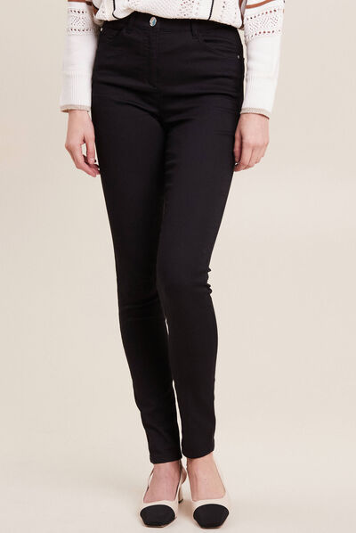 Pantalon léger taille haute long noir femme