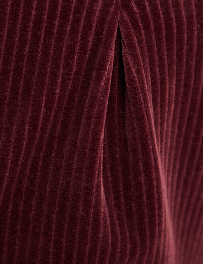Pantalon large velours bordeaux femme