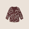 Blouse col tunisien manches 3/4 marron femme
