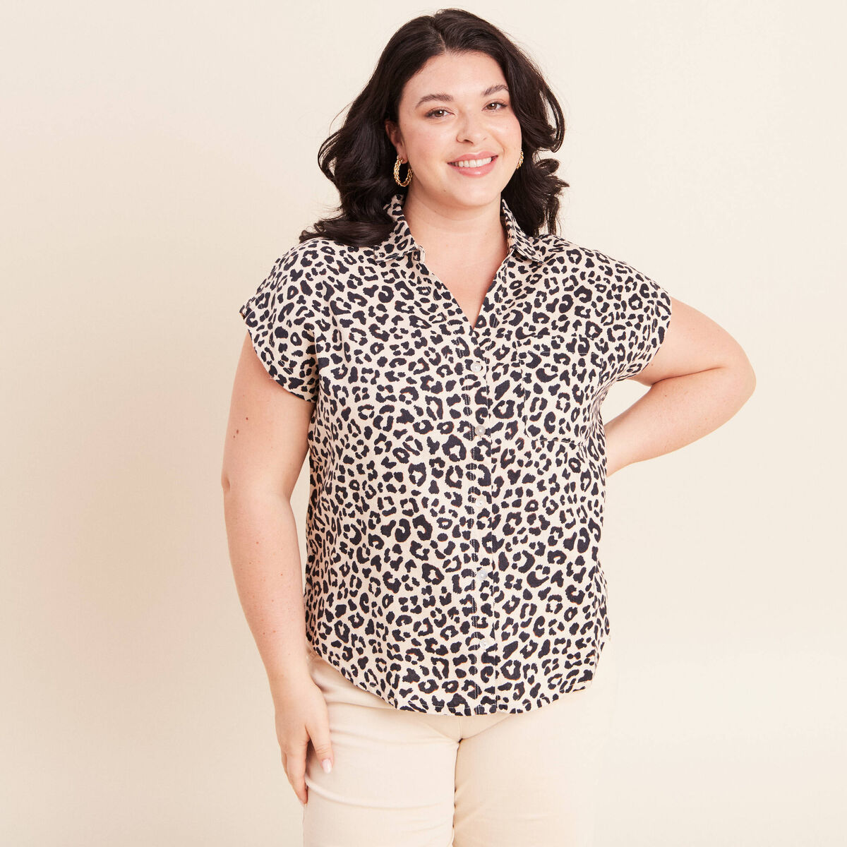 Chemise sans manches sable femme