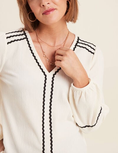 T-shirt manches longues ecru femme