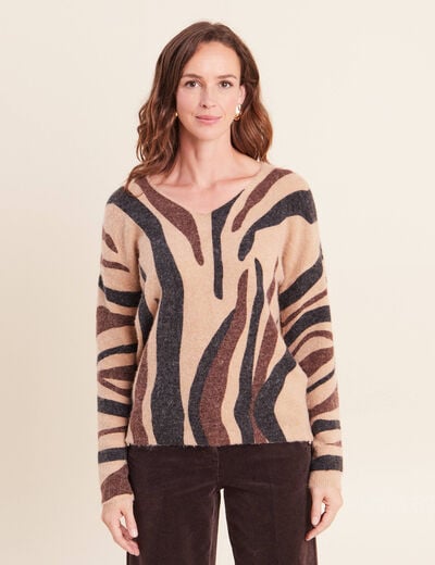 Pull manches longues marron femme