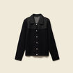 Gilet col rond manches longues strass noir femme