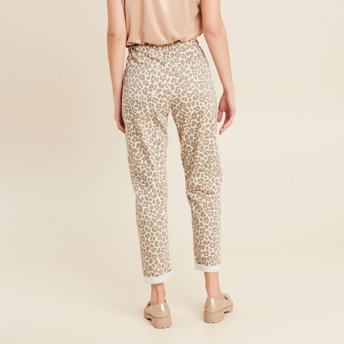 Pantalon coupe mom 7/8&egrave;me blanc femme
