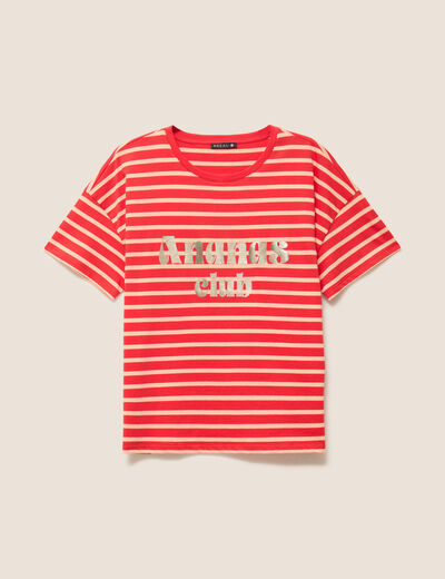 T-shirt col rond manches courtes rose femme