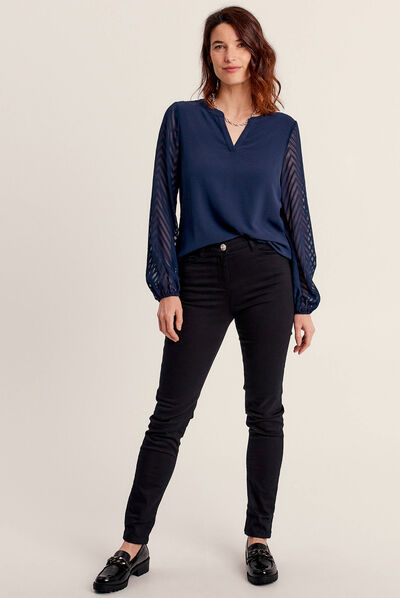 T-shirt manches longues bleu marine femme