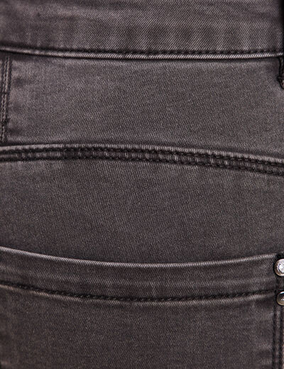 Jean ajusté taille basculée denim gris femme