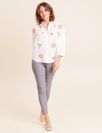 Jean magique Le L&eacute;ger coupe ajust&eacute;e denim gris femme