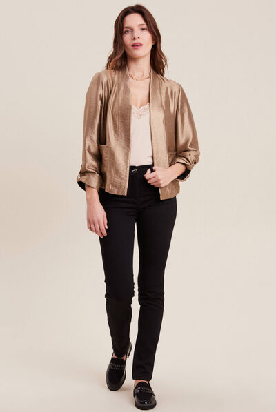 Veste réversible métallisée beige femme