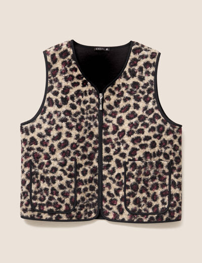 Gilet sans manches laine mouton beige femme