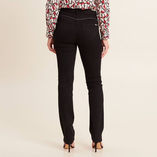 Pantalon droit taille haute noir femme