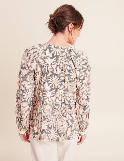 Blouse ample manches longues blanc femme