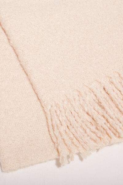 Écharpe à franges creme femme