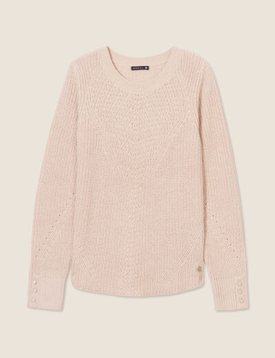Pull manches longues rose poudrée femme