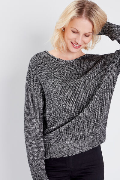 Pull manches longues gris clair femme