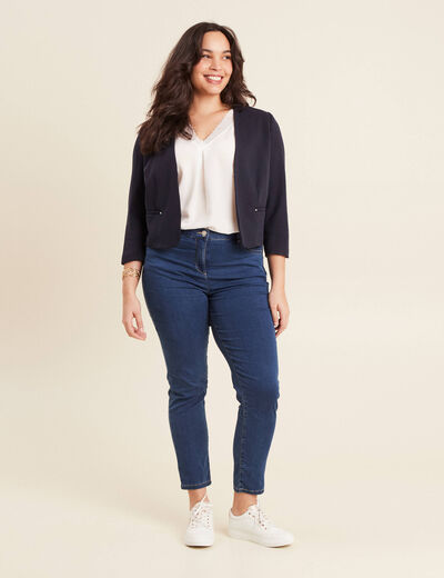 Veste cintrée bleu foncé femme