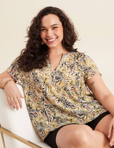 Blouse manches courtes vert femme