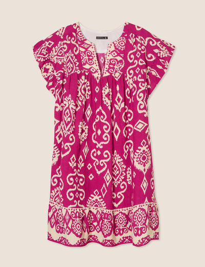 Robe évasée fluide rose fushia femme