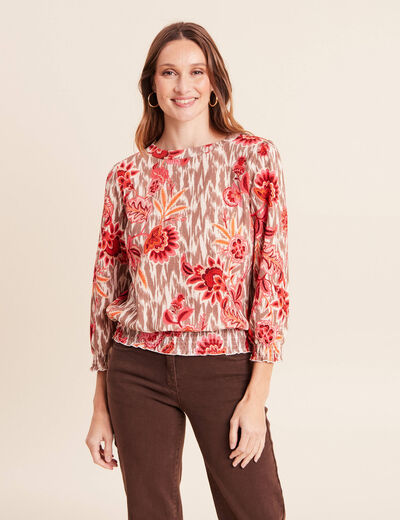 T-shirt manches 3/4 rose femme