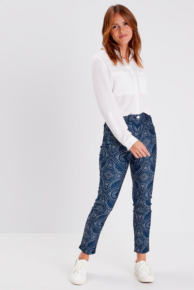 Pantalon ajusté bleu foncé femme