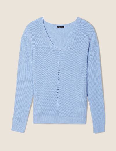 Pull manches longues bleu clair femme