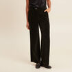 Pantalon large velours vert foncé femme