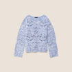 Pull manches longues aspect dentelle bleu ciel femme