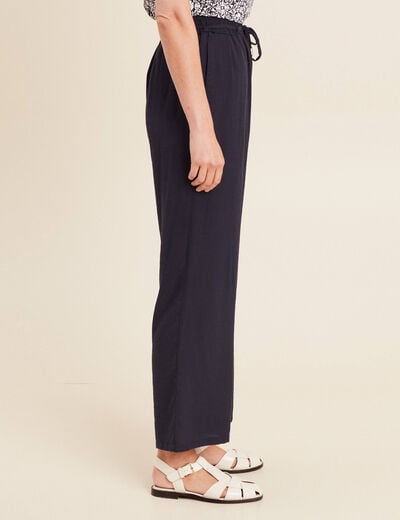 Pantalon large 7/8ème bleu foncé femme