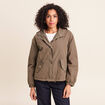 Parka &agrave; capuche doubl&eacute;e manches longues vert kaki femme