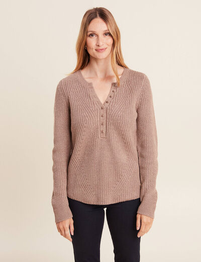 Pull manches longues taupe femme
