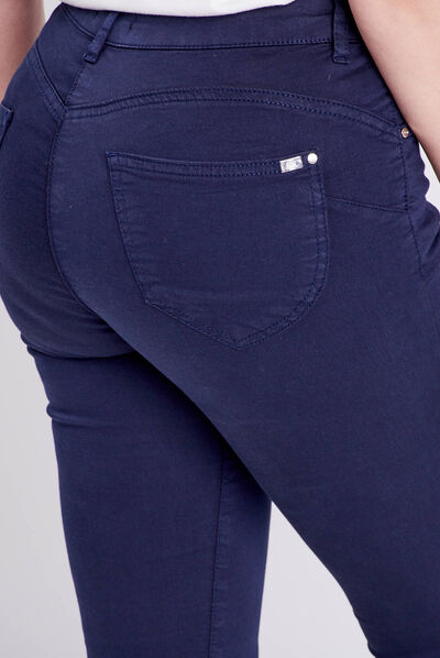 Pantacourt droit taille standard bleu marine femme