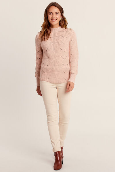 Pull manches longues vieux rose femme