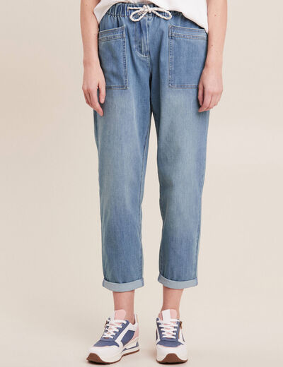 Jean coupe mom 7/8&egrave;me denim double stone femme