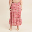 Jupe midi droite fluide rose femme