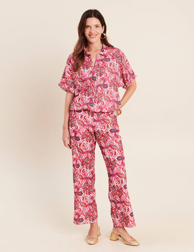 Chemisette manches courtes rose corail femme