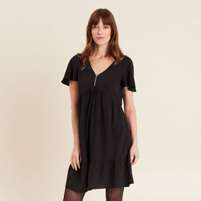robe evasee manches courtes noir femme Robe évasée manches courtes noir femme