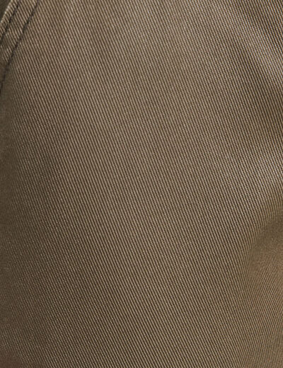 Pantalon coupe chino 7/8&egrave;me effet enduit vert kaki femme