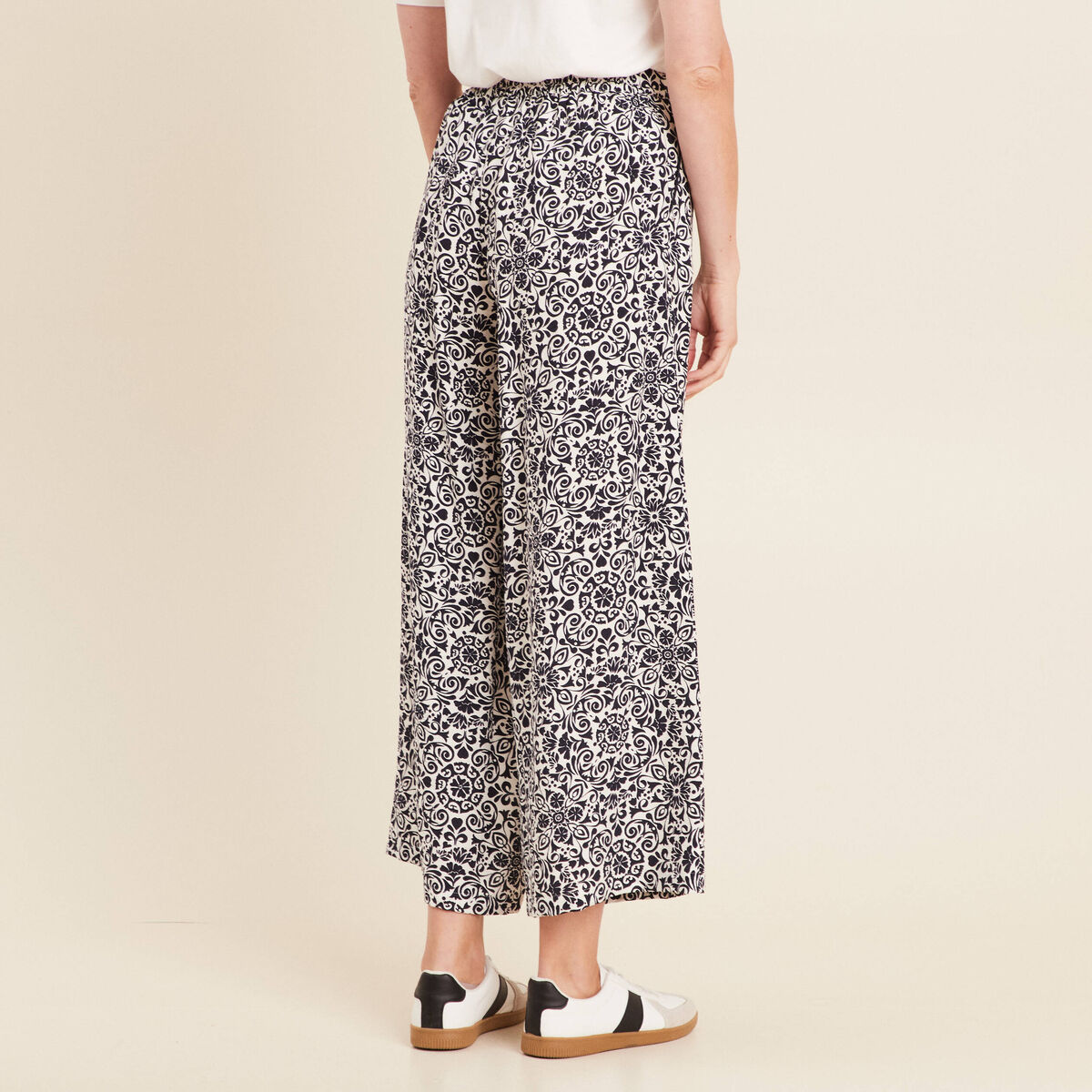 Pantalon 7/8ème taille haute bleu marine femme