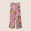 Pantalon large taille haute mauve femme